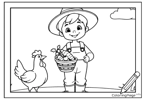 Online coloring page Grandpa’s Farm