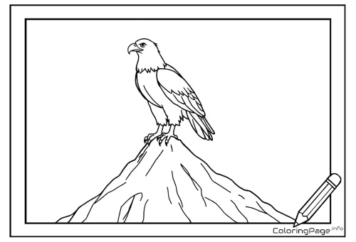 Online coloring page Eagle on the Peak