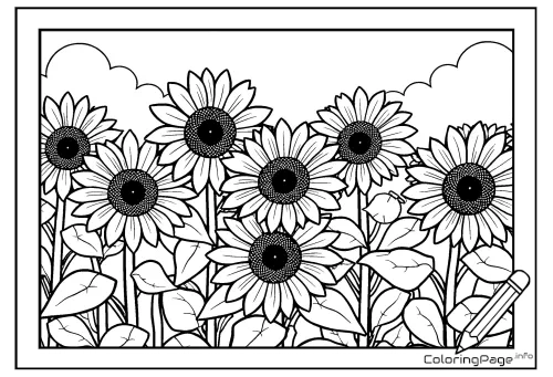 Online coloring page Sunflower Forest