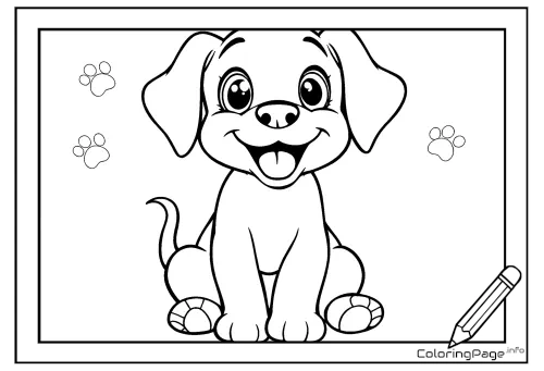 Online coloring page Happy Puppy