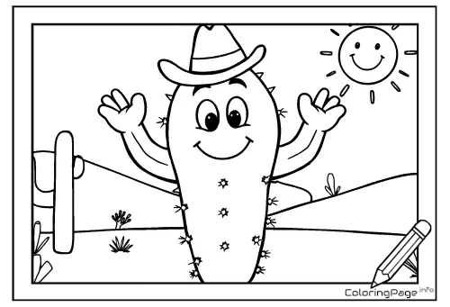 Online coloring page Cactus in the Desert
