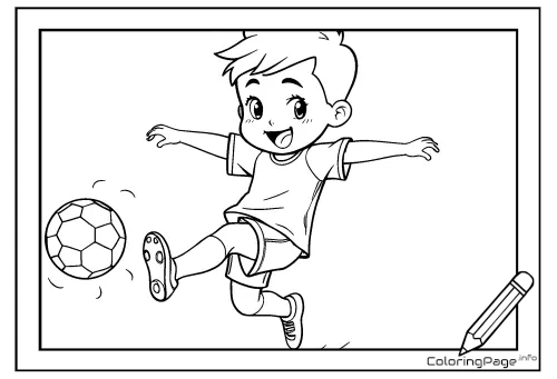 Online coloring page Young Footballer