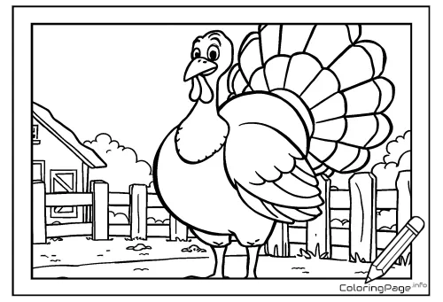 Online coloring page Turkey on the Farm