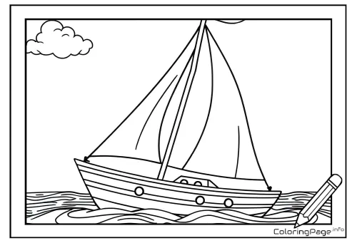 Online coloring page Sailboat on the Water
