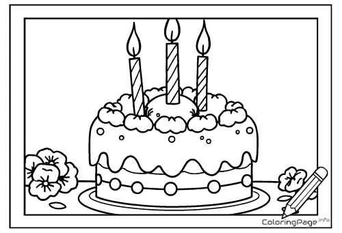 Online coloring page Birthday Cake