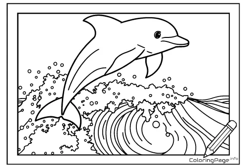Online coloring page Jumping Dolphin