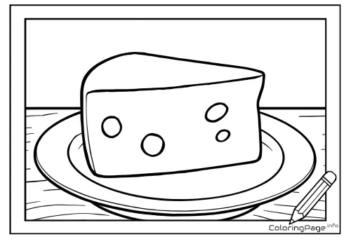 Online coloring page Slice of Cheese