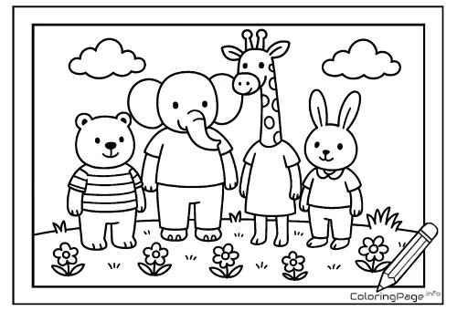 Online coloring page Animals in Costumes
