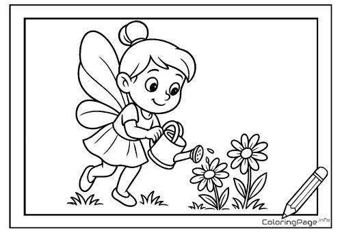 Online coloring page Gardener Fairy