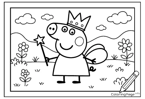Online coloring page Fairy Pig