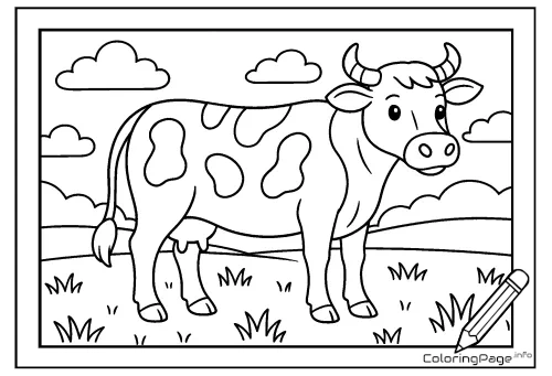 Online coloring page Cow in the Meadow