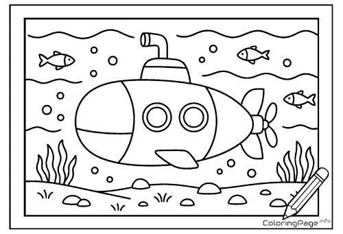 Online coloring page Submarine