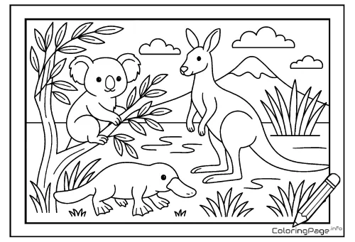 Online coloring page Animals of Australia