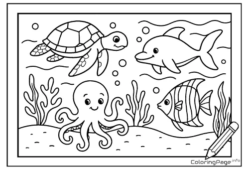 Online coloring page Sea Animals