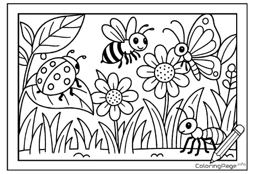 Online coloring page Insects in the Meadow