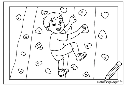 Online coloring page Boy Climbing