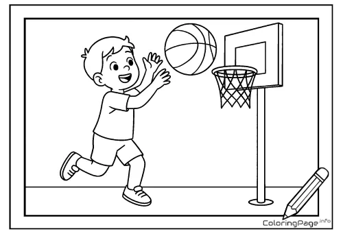 Online coloring page Basketball Shot