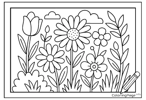 Online coloring page Wildflower Meadow