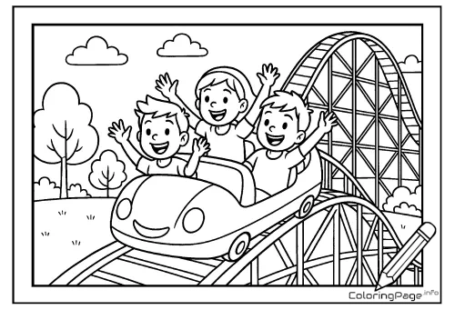 Online coloring page Roller Coaster