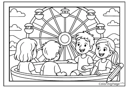 Online coloring page Teacup Ride