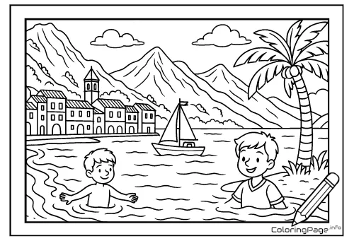 Online coloring page Seaside Vacation