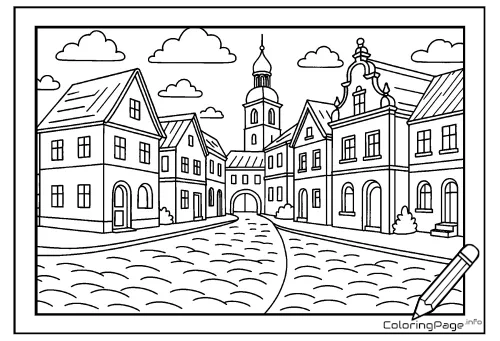 Online coloring page Old Town
