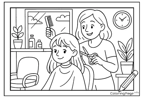 Online coloring page At the Hairdresser