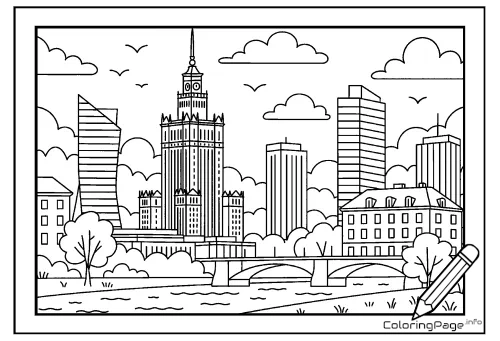 Online coloring page Warsaw