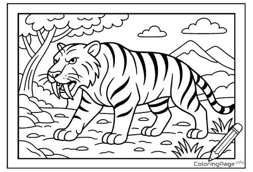Online coloring page Sabertooth Tiger