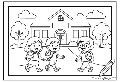 Online coloring page First Day of School