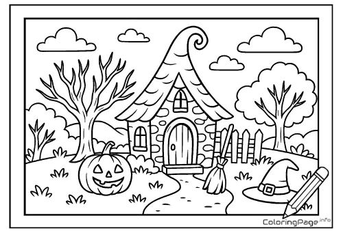 Online coloring page Witch’s Cottage