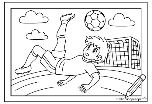 Online coloring page Bicycle Kick Shot