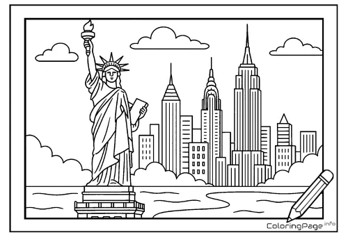 Online coloring page Statue of Liberty