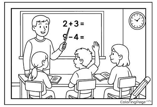 Online coloring page Math Teacher