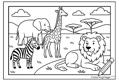 Online coloring page Savanna Animals