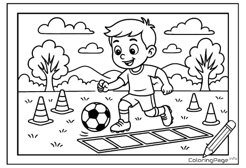 Online coloring page Soccer Training