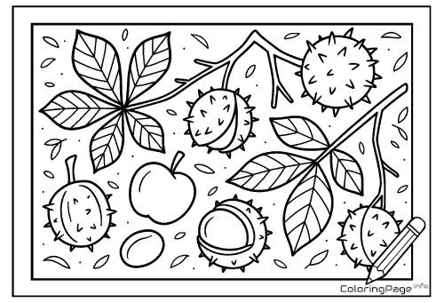 Online coloring page Chestnuts, Chestnuts
