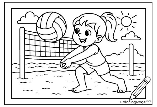 Online coloring page Beach Volleyball