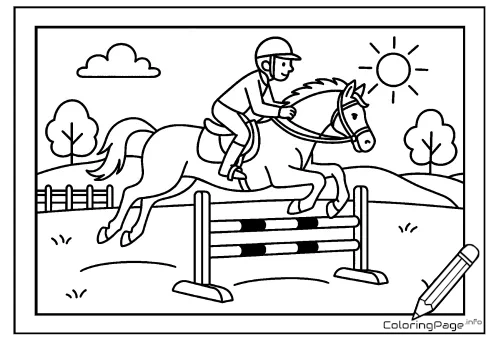Online coloring page Jump Over an Obstacle