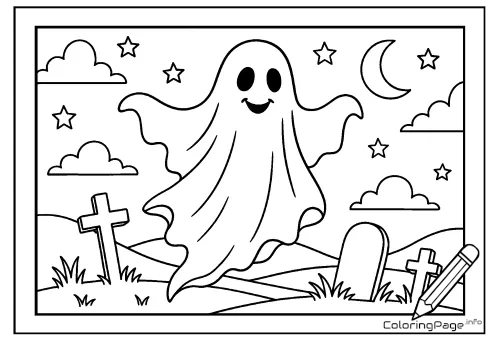 Online coloring page Smiling Ghost