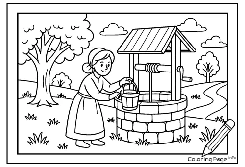 Online coloring page Woman at the Well