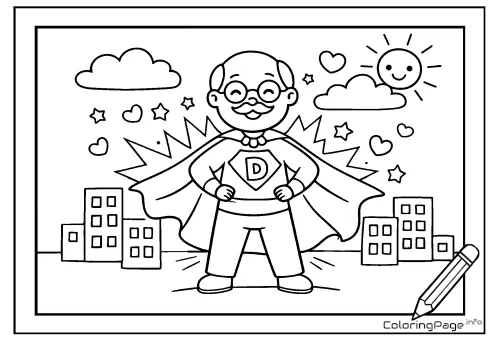 Online coloring page Super Grandpa