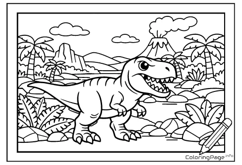 Online coloring page Tyrannosaurus Rex