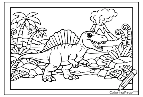 Online coloring page Mighty Spinosaurus