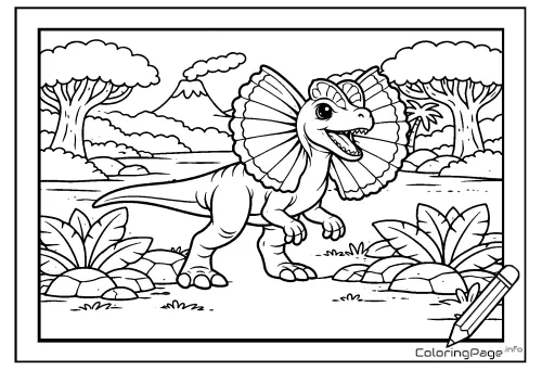 Online coloring page Dilophosaurus