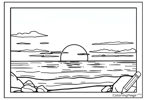 Online coloring page Sunset