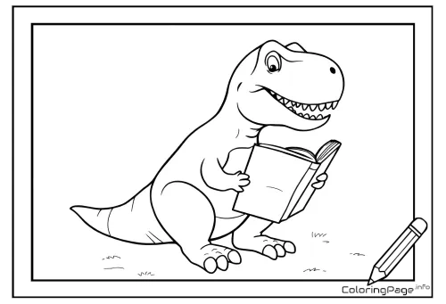 Online coloring page Bookworm Dinosaur