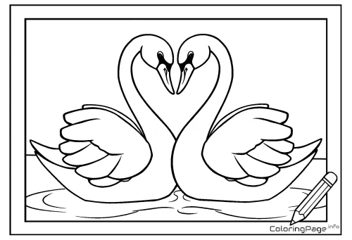 Online coloring page Swan Pair