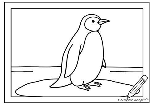 Online coloring page Penguin on an Ice Floe