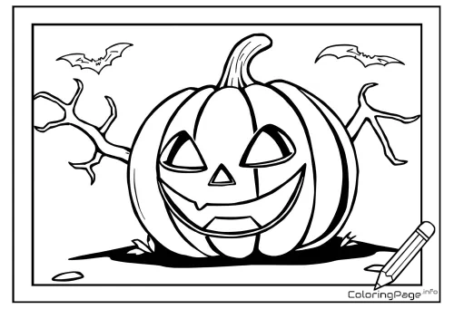 Online coloring page Spooky Pumpkin
